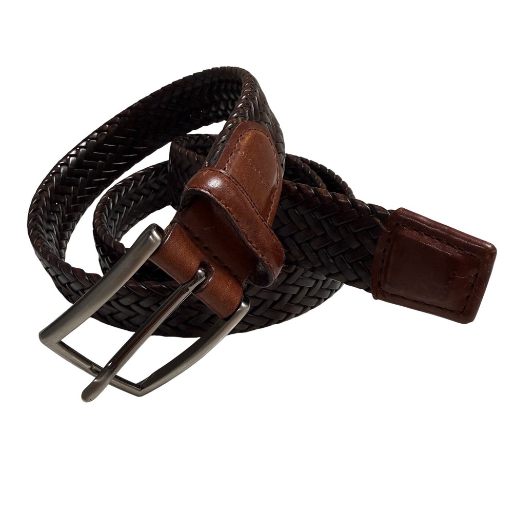 Claiborne Belt Brown Two Toned EUC Braided Woven Leather 42" Self size
